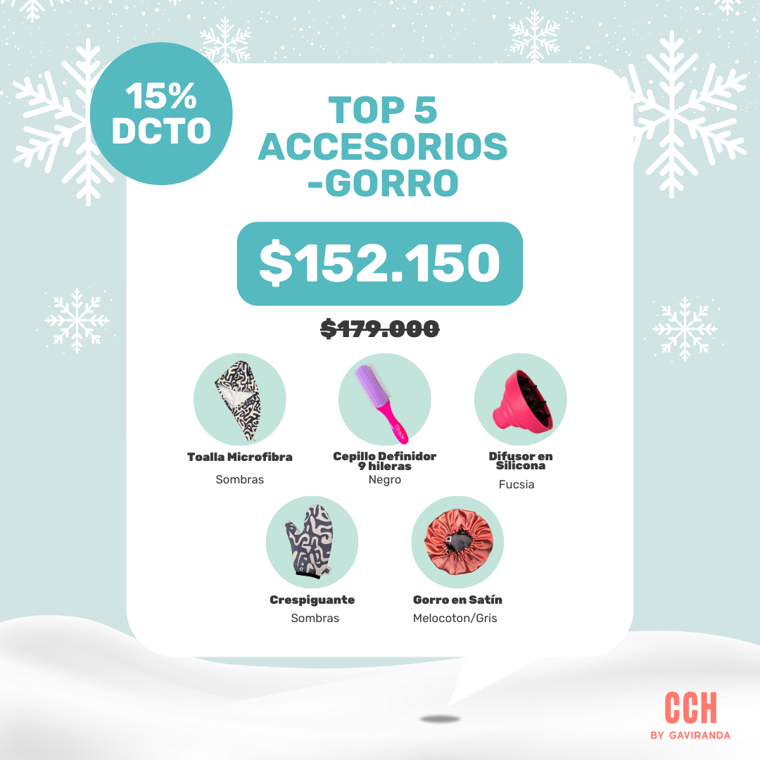 TOP 5 ACCESORIOS - PACK (elige gorro o crespijama y colores)