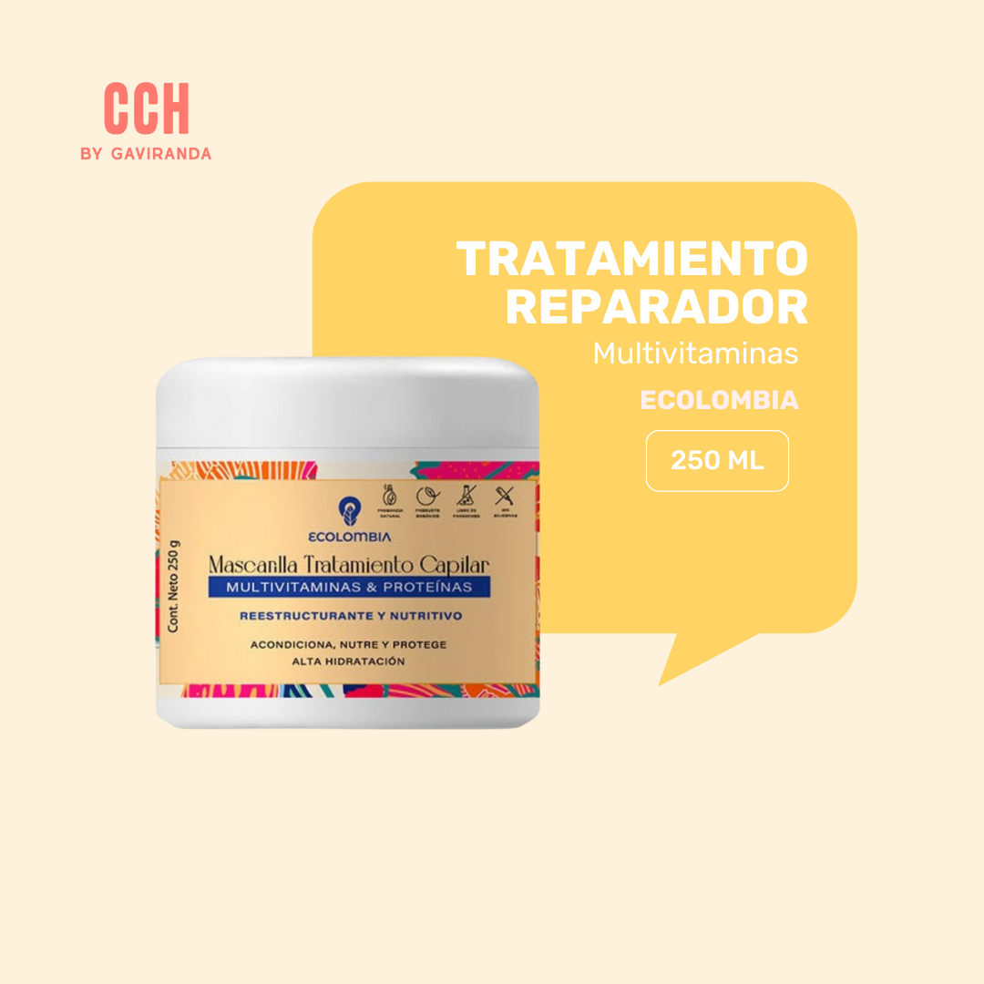 Mascarilla reparadora multivitaminas extractos naturales ECOLOMBIA 250ml