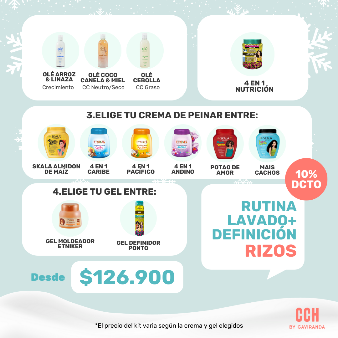 Rutina básica CRESPOS LAVADO+DEFINICIÓN (elige shampoo, crema y fijador)