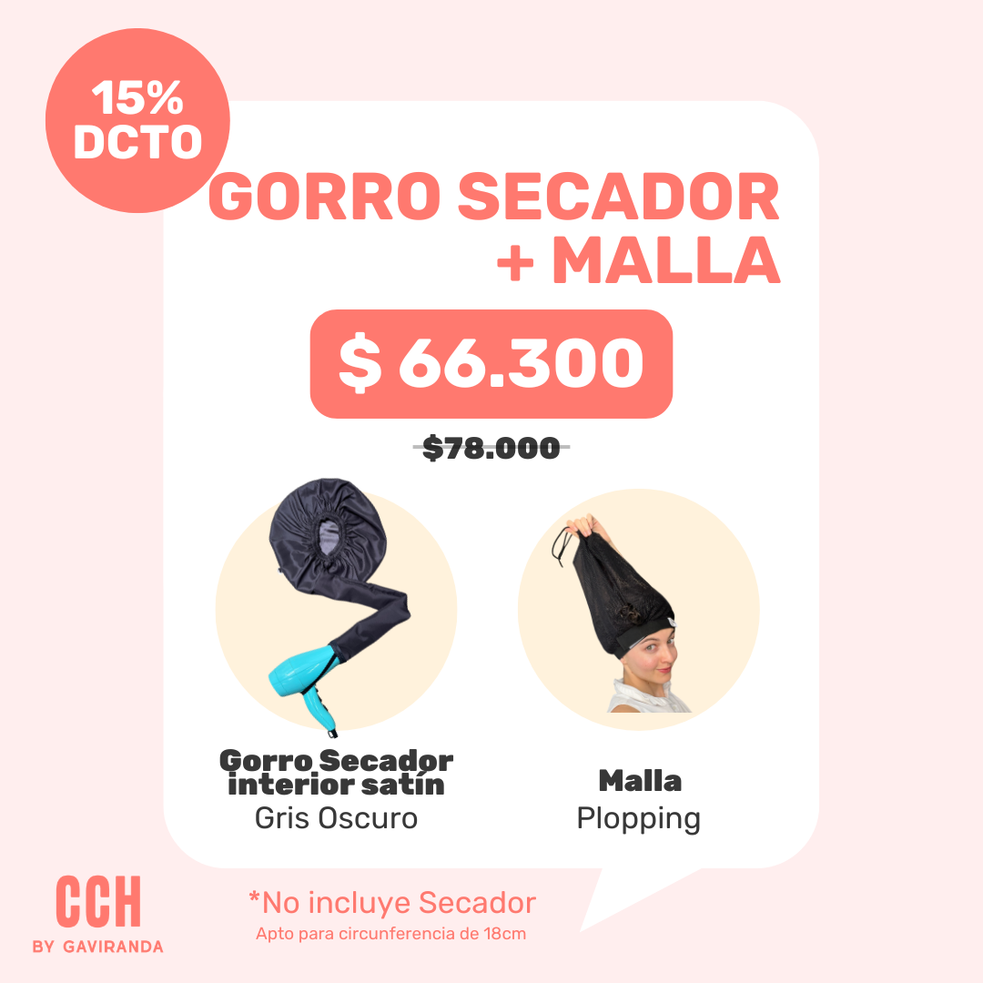 GORRO SECADOR+MALLA PACK (elige colores)