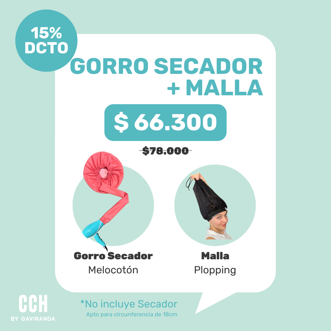 GORRO SECADOR+MALLA PACK (elige colores)