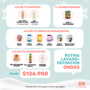 PACK RUTINA BASICA ONDULADAS LAVADO+DEFINICIÓN (elige shampoo, crema y fijador)