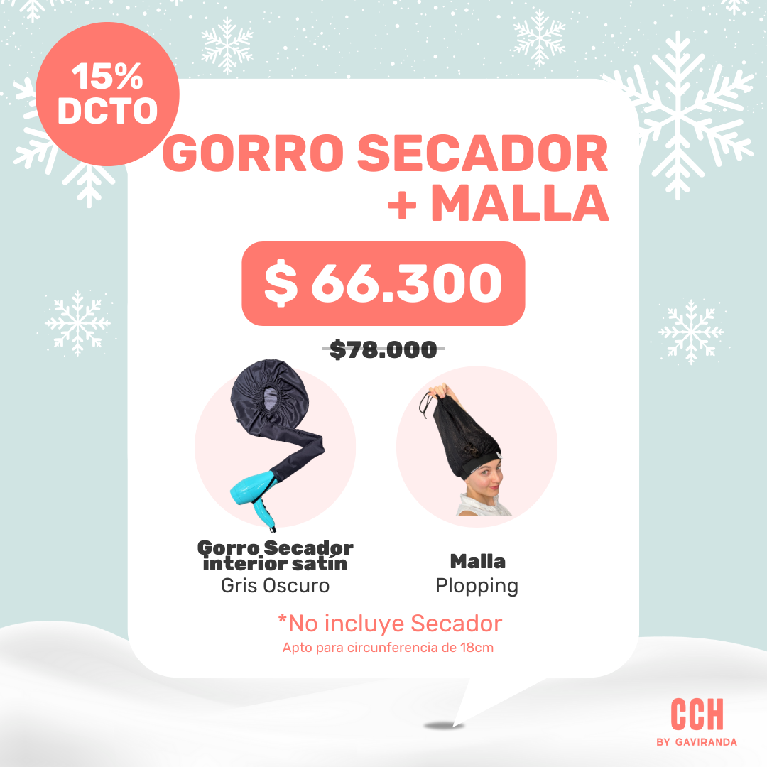 GORRO SECADOR+MALLA PACK (elige colores)