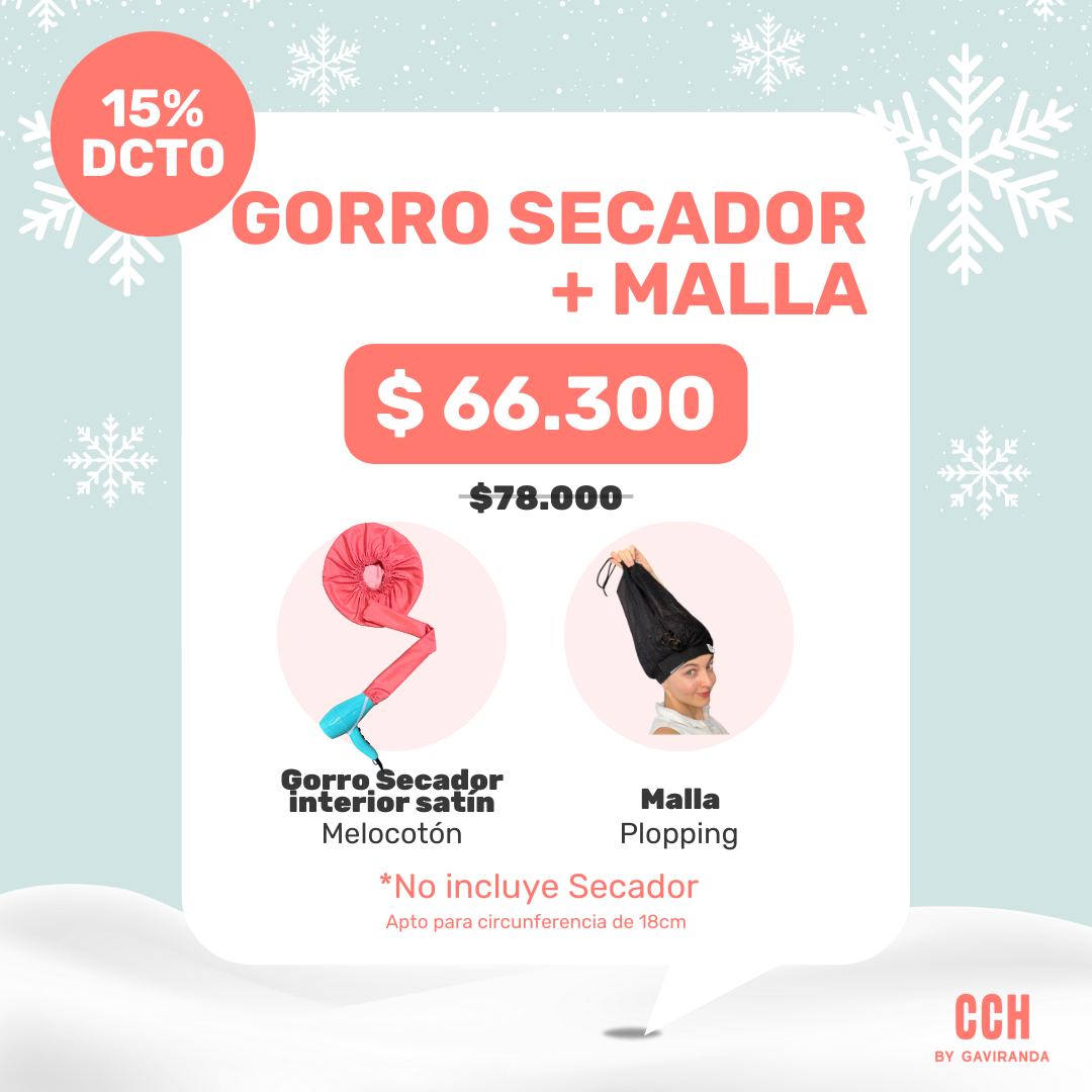GORRO SECADOR+MALLA PACK (elige colores)