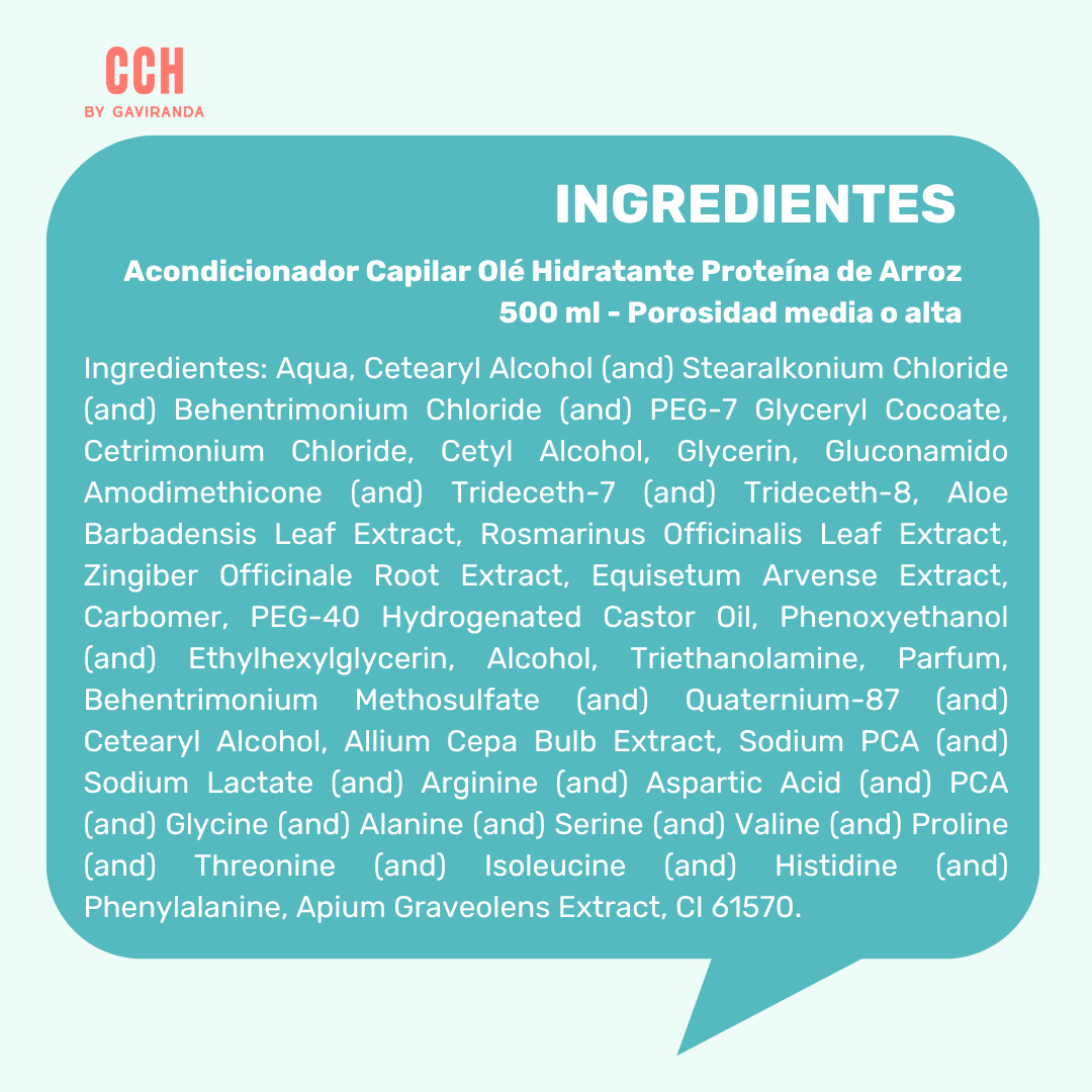 Acondicionador Capilar Olé Hidratante Proteína de Arroz 500 ml - Porosidad media o alta