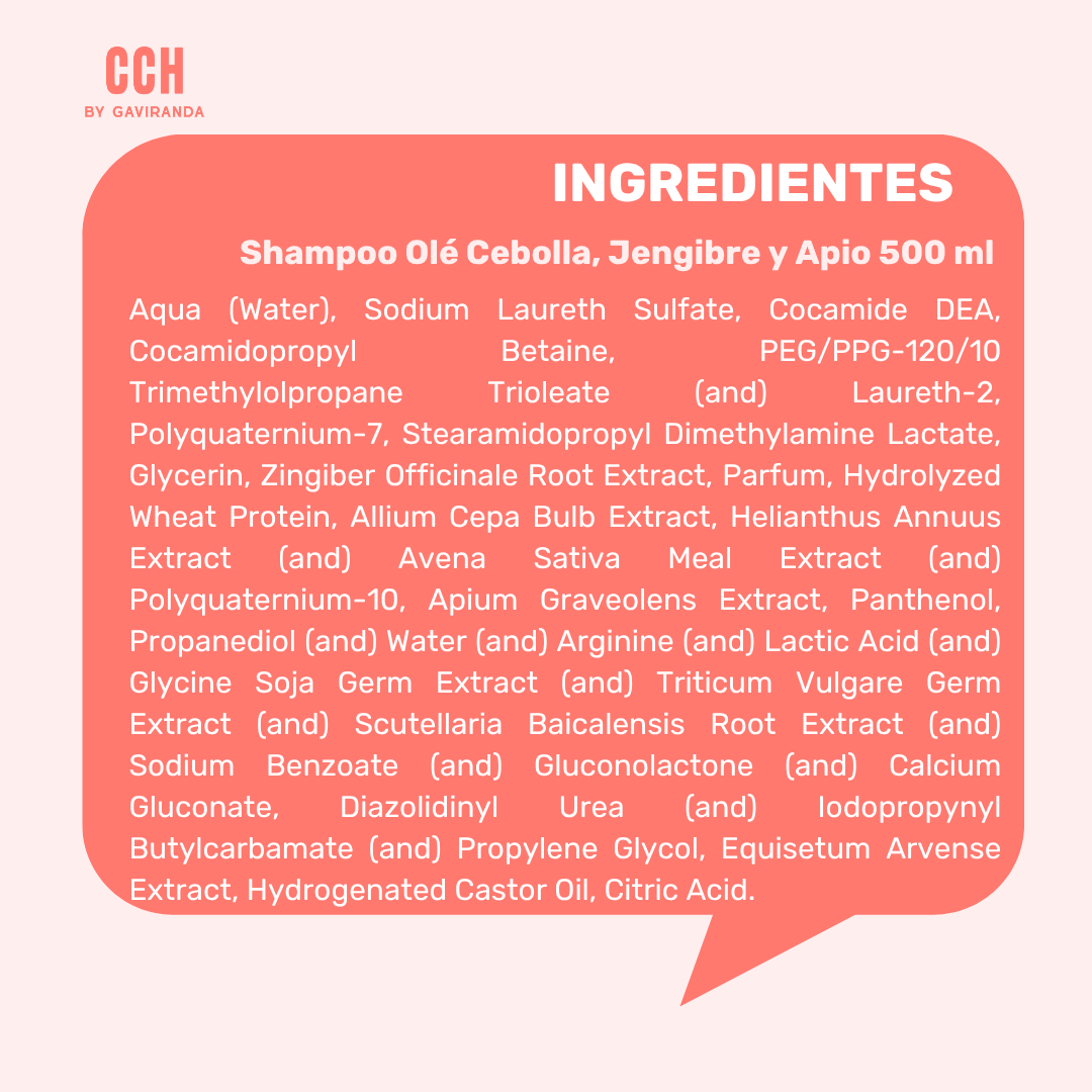 Shampoo Olé Cebolla, Jengibre y Apio 500 ml - CC Graso