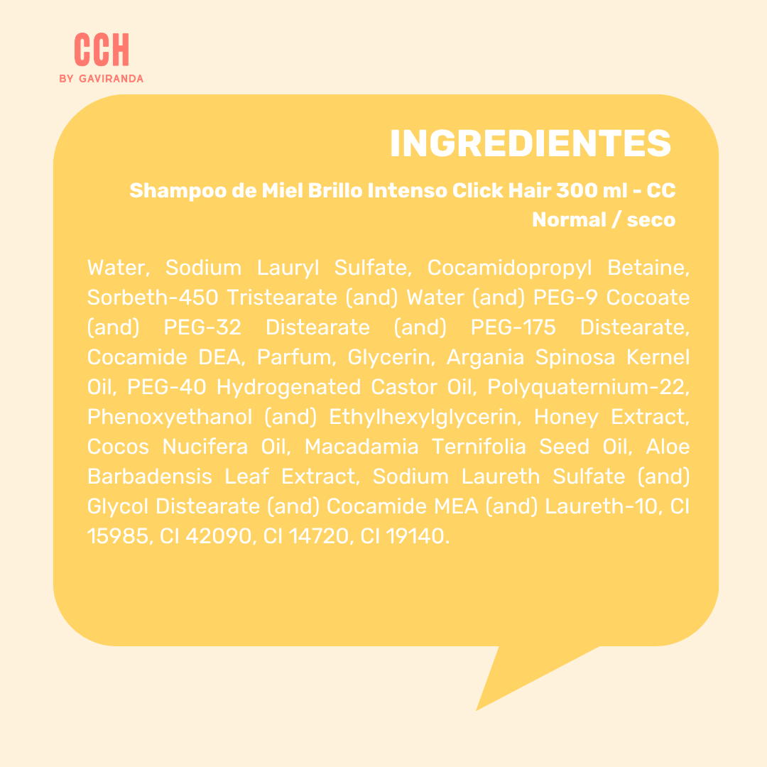 Shampoo de Miel Brillo Intenso Click Hair 300 ml - CC Normal / seco