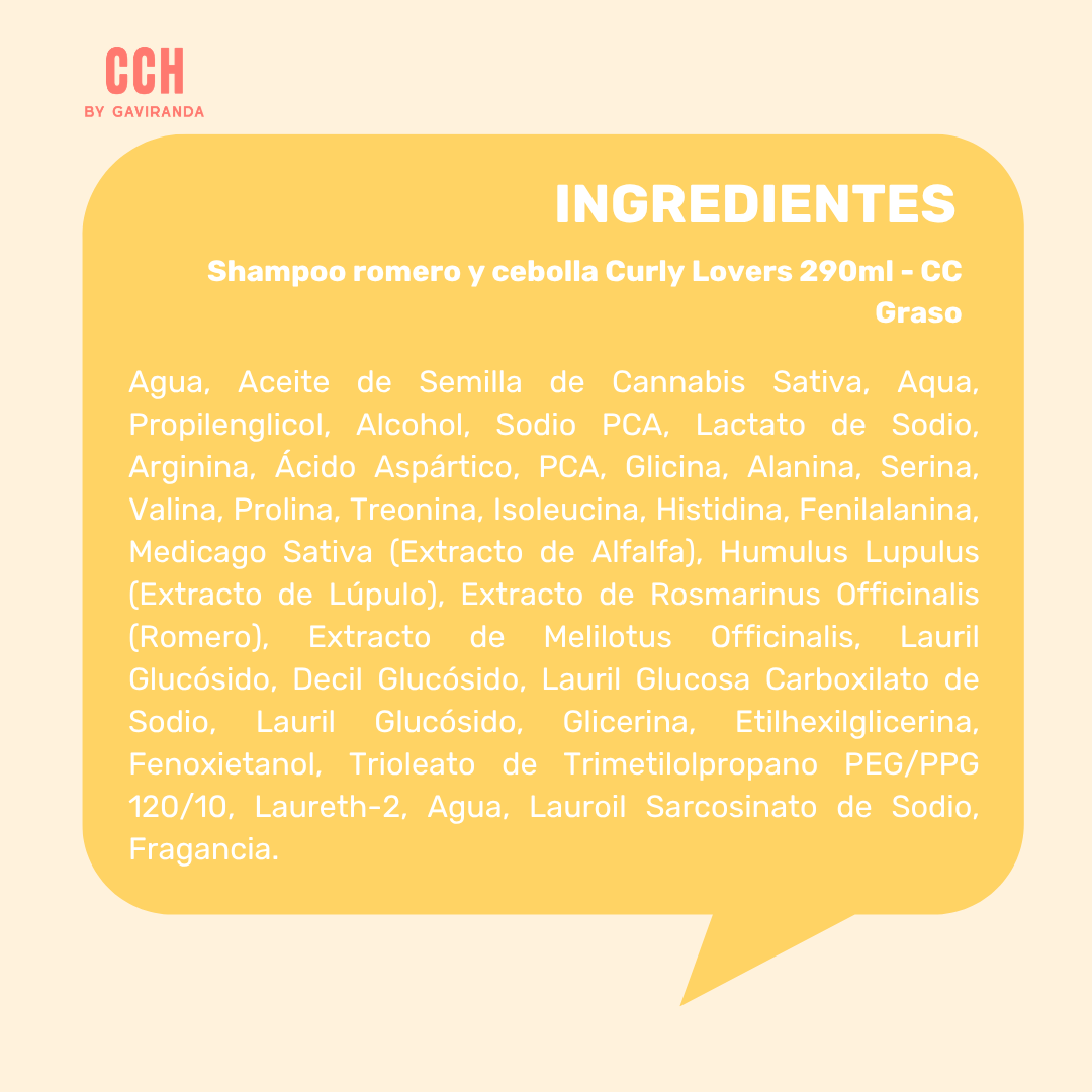 Shampoo romero y cebolla Curly Lovers 290ml - CC Graso