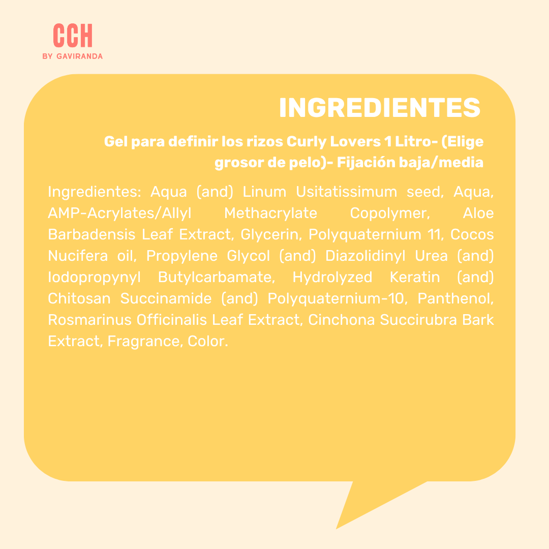 Gel para definir los rizos Curly Lovers 1 Litro- (Elige grosor de pelo)- Fijación baja/media