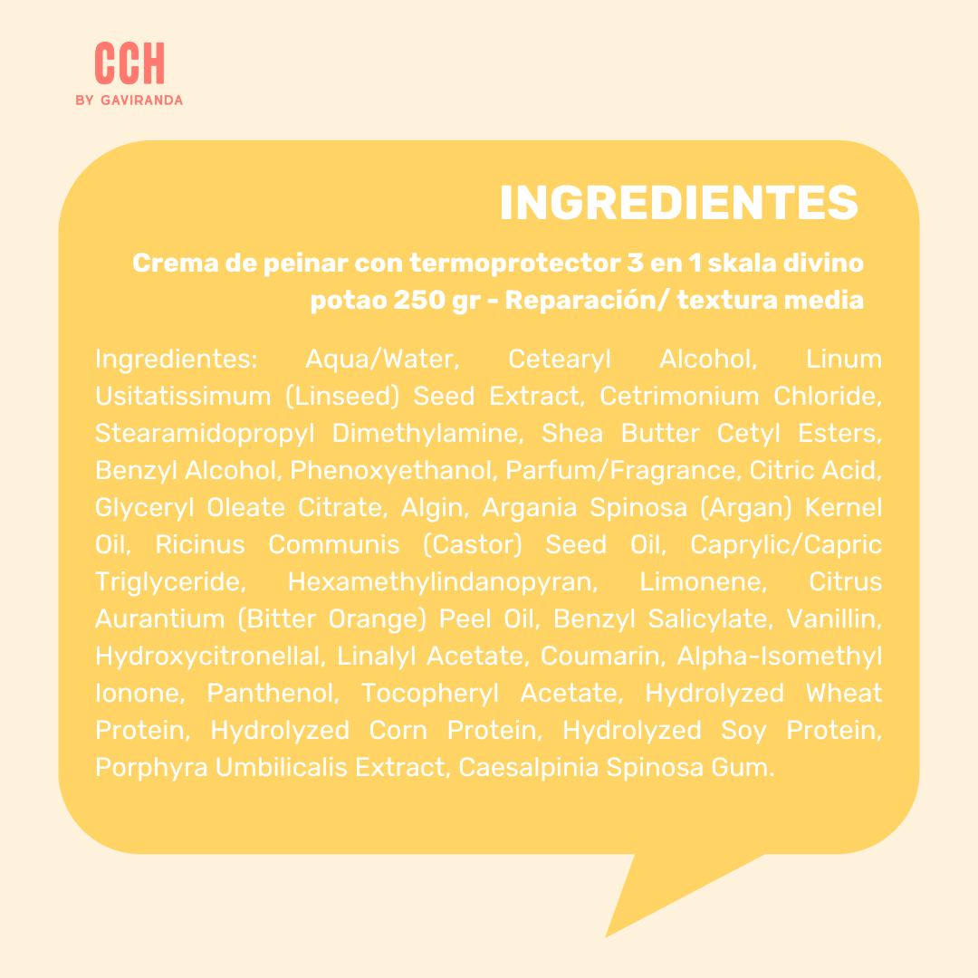 Crema de peinar con termoprotector 3 en 1 skala divino potao 250 gr - Reparación/ textura media