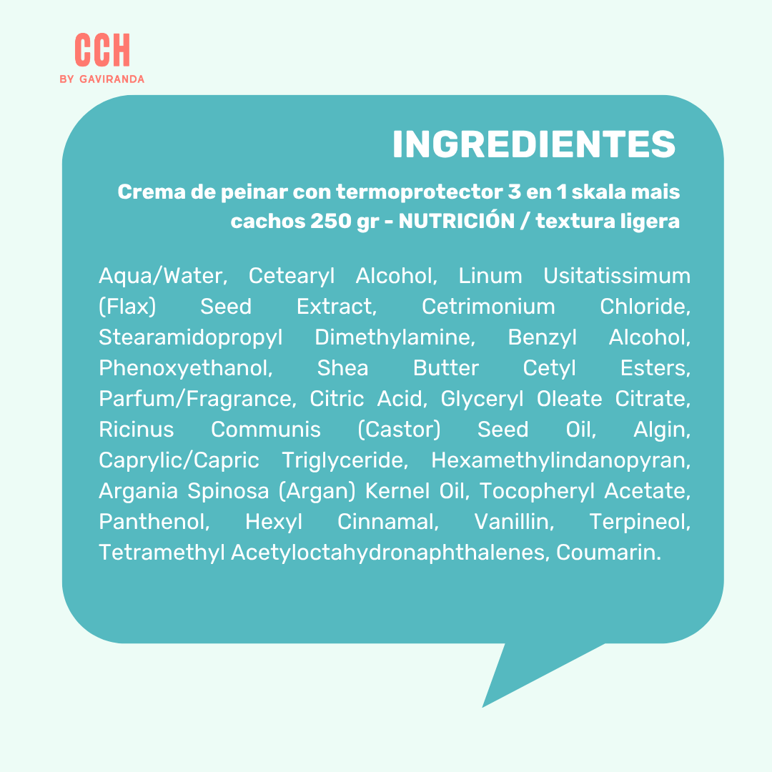 Crema de peinar con termoprotector 3 en 1 skala mais cachos 250 gr - NUTRICIÓN / textura ligera