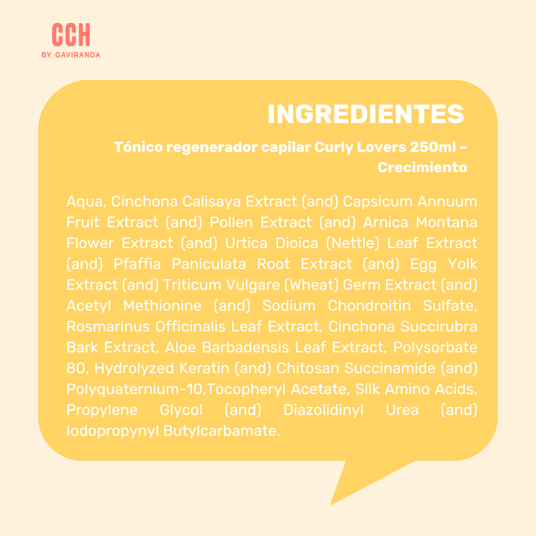 Tónico regenerador capilar Curly Lovers 250ml – Crecimiento