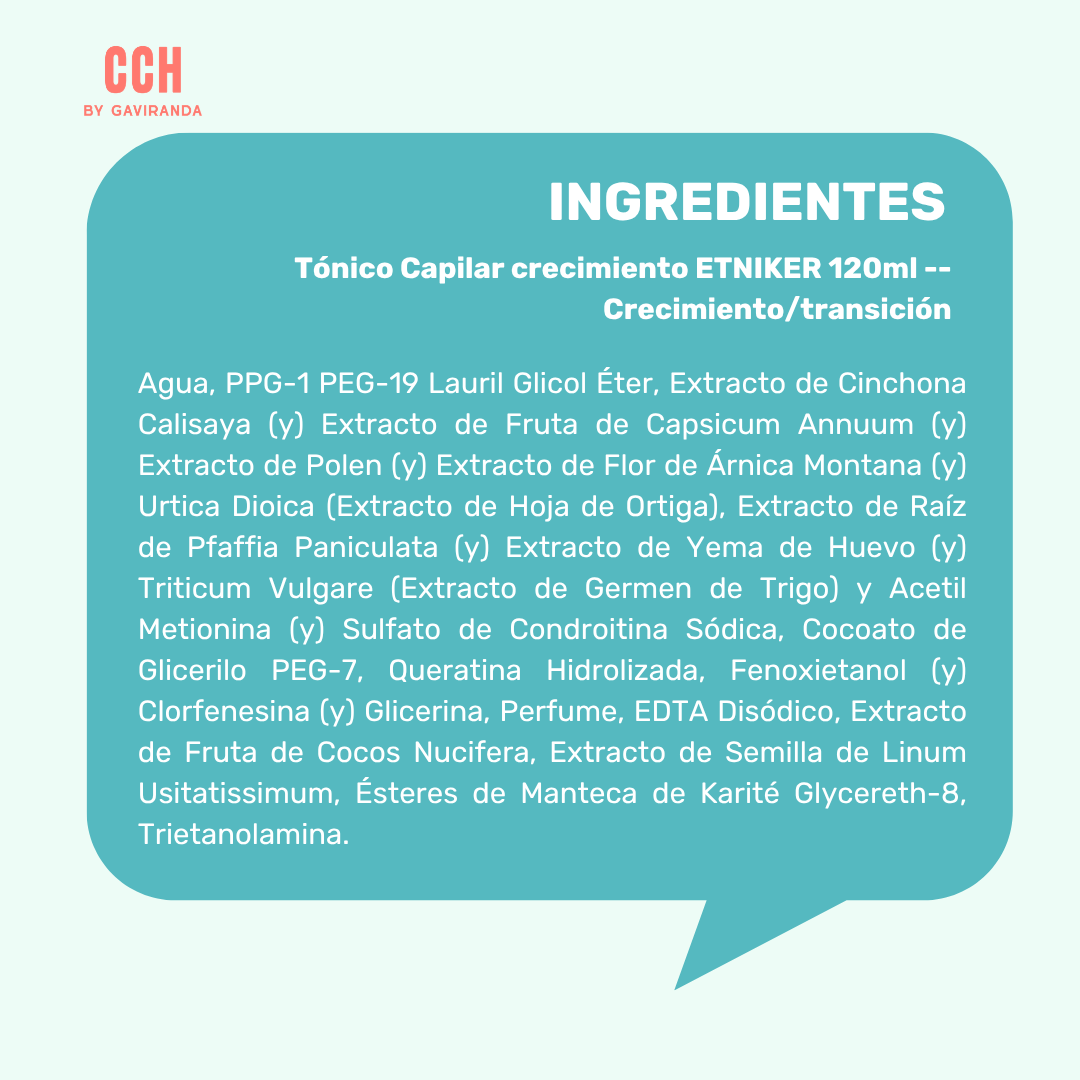 Tónico Capilar crecimiento ETNIKER 120ml -- Crecimiento/transición