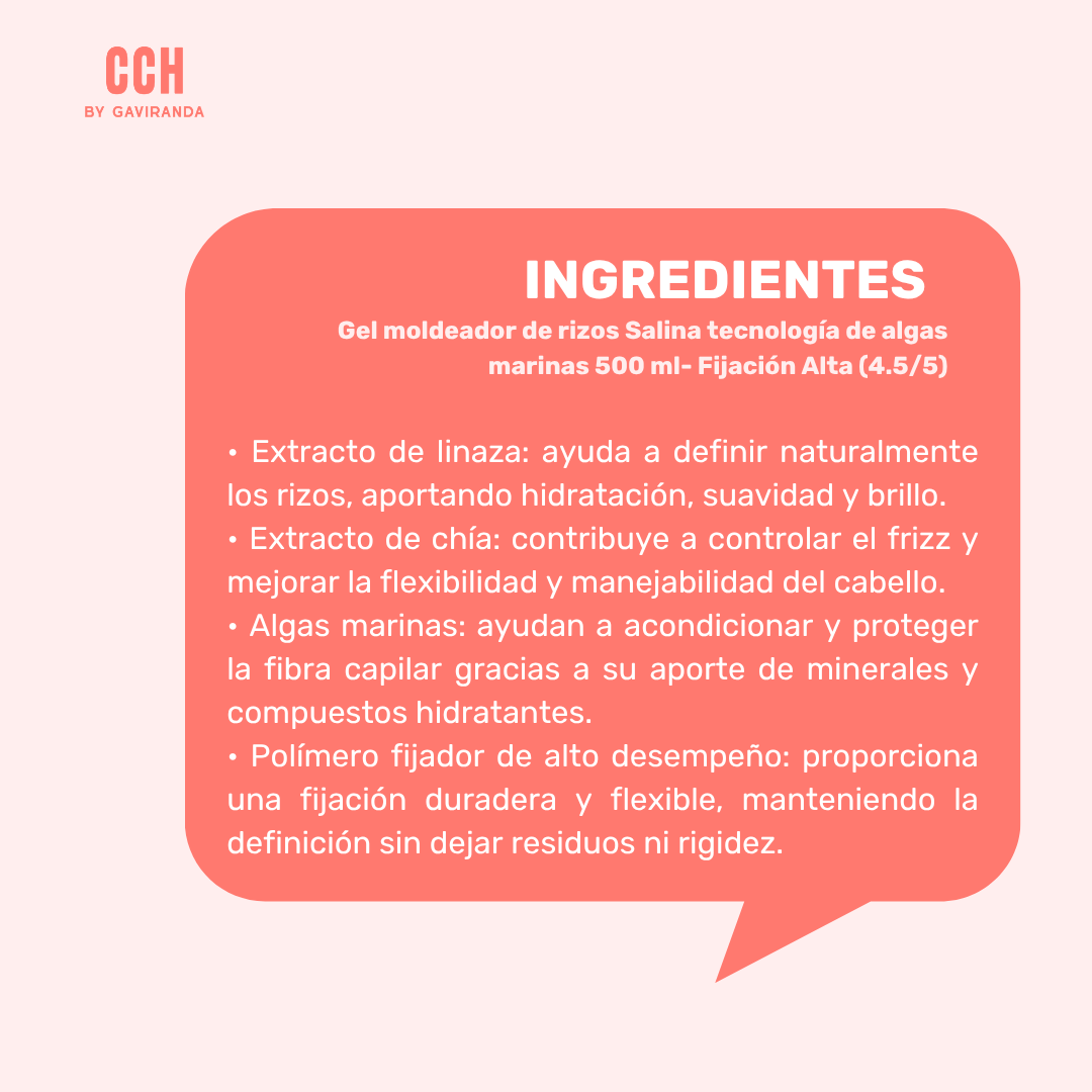 Gel moldeador de rizos Salina tecnología de algas marinas 500 ml- Fijación Alta (4.5/5)
