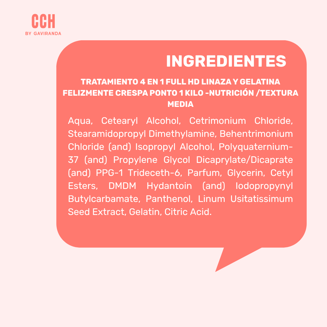 Tratamiento 4 en 1 Full HD Linaza y Gelatina FELIZMENTE CRESPA Ponto 1 Kilo -Nutrición /textura media