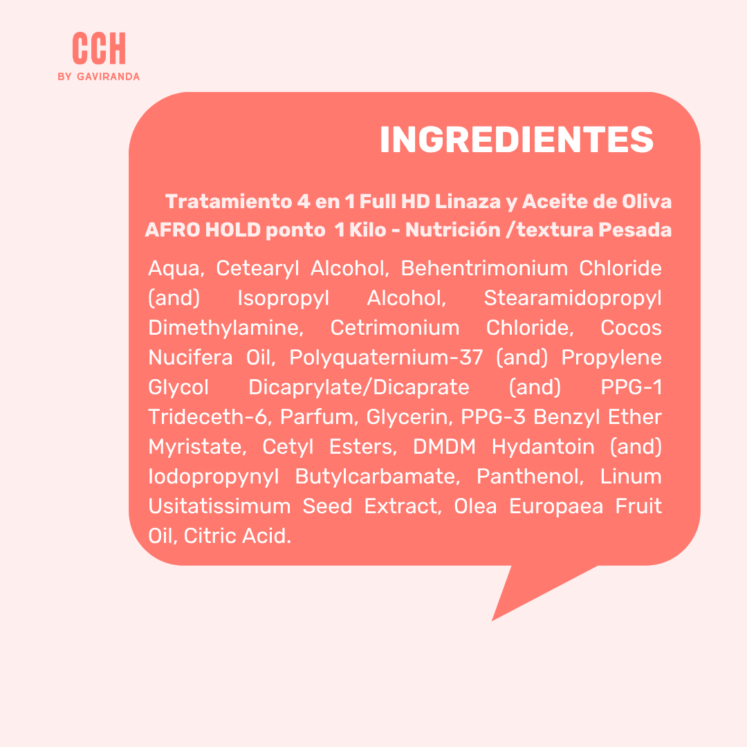 Tratamiento 4 en 1 Full HD Linaza y Aceite de Oliva AFRO HOLD ponto  1 Kilo - Nutrición /textura Pesada