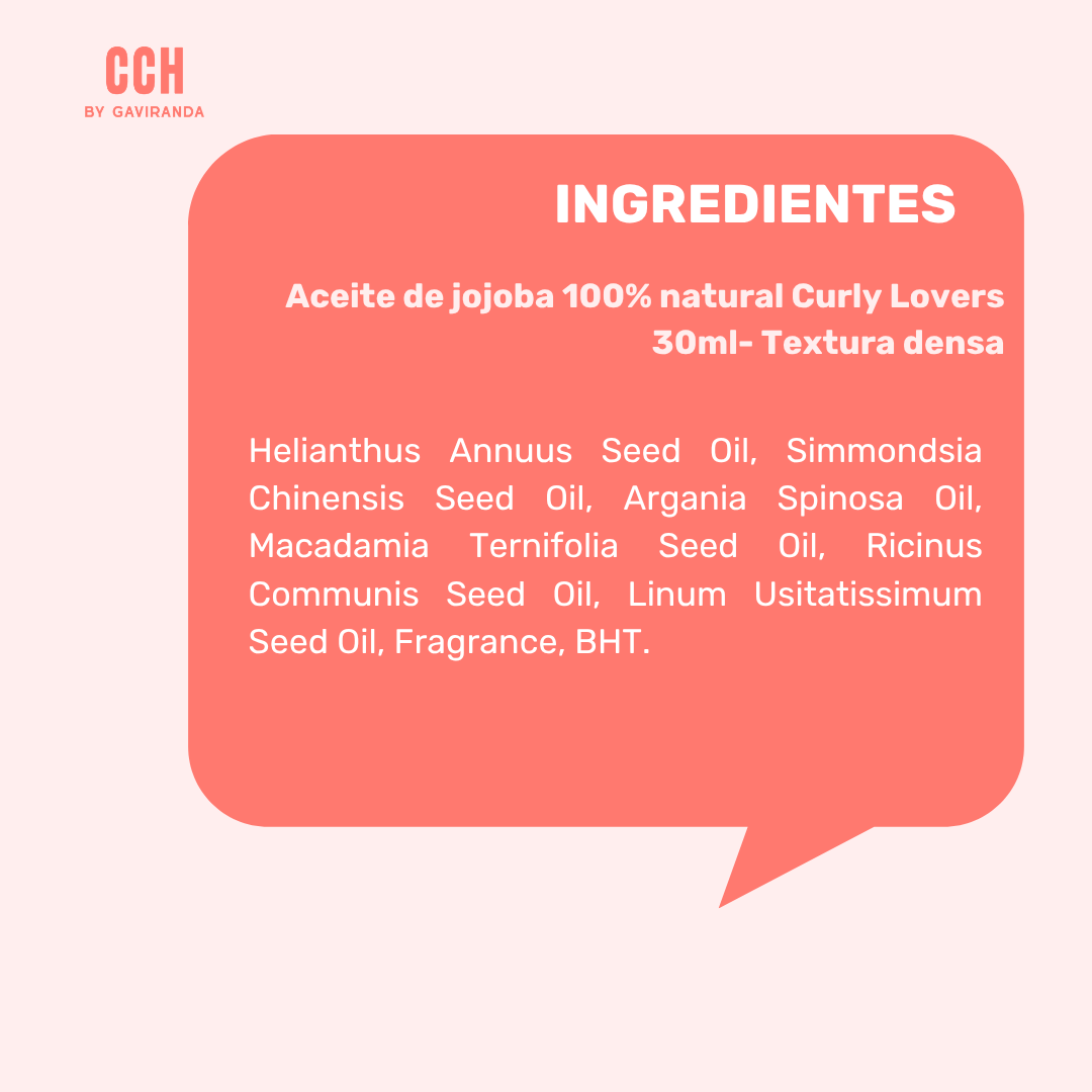 Aceite de jojoba 100% natural Curly Lovers 30ml- Textura densa