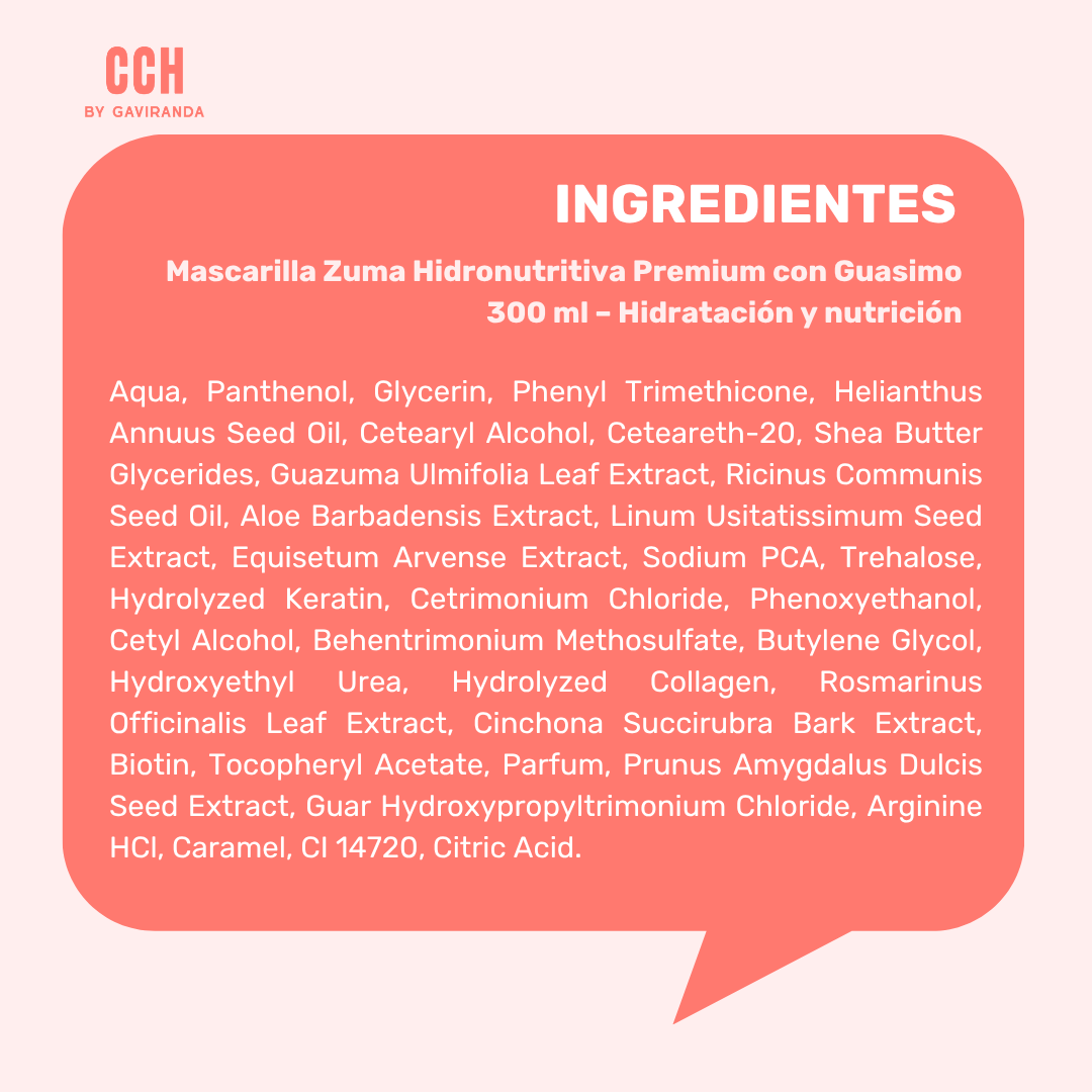 Mascarilla Zuma Hidronutritiva Premium con Guasimo 300 ml – Hidratación y nutrición