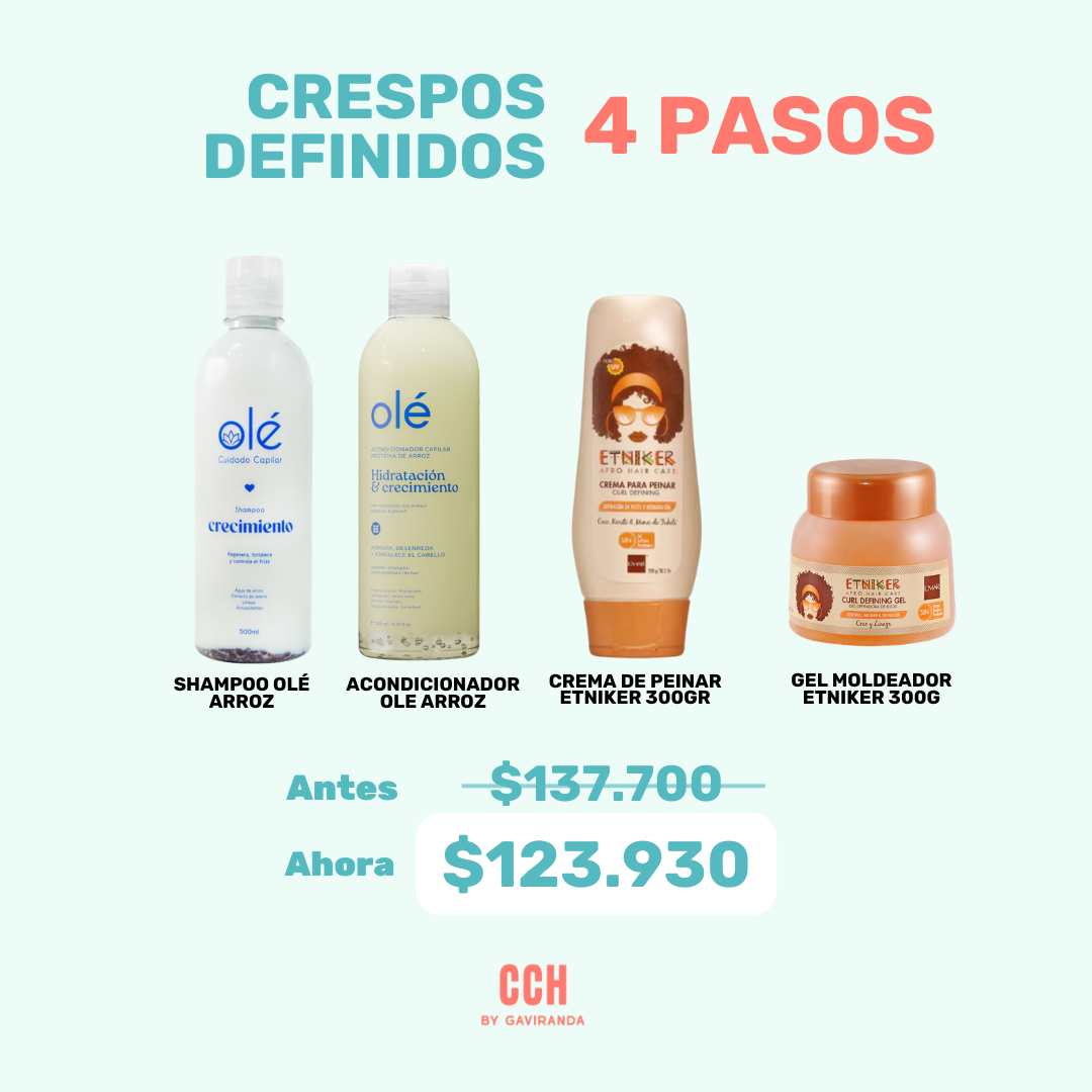 Kit crespos hidratados y definidos en 4 pasos