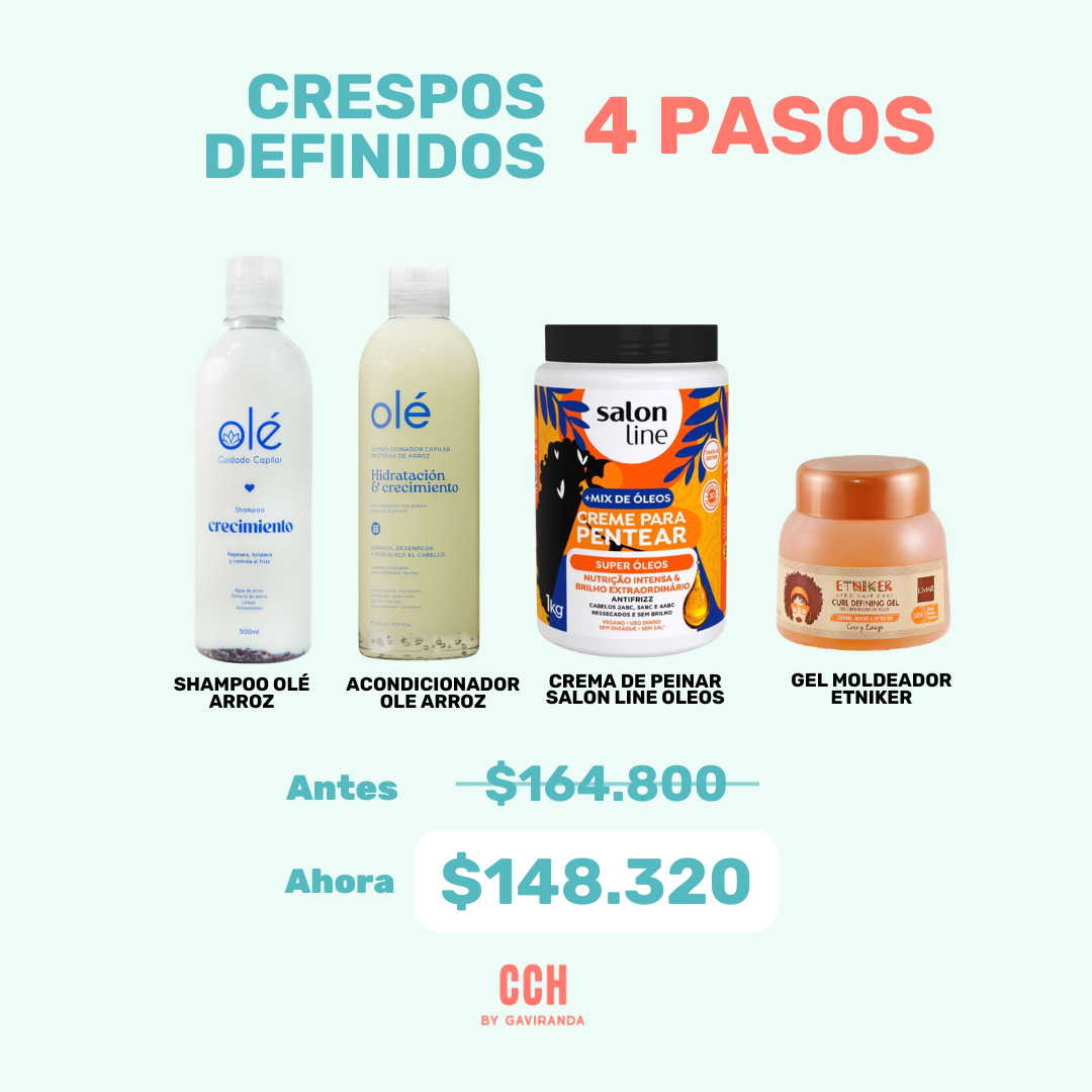 Kit crespos hidratados y definidos en 4 pasos
