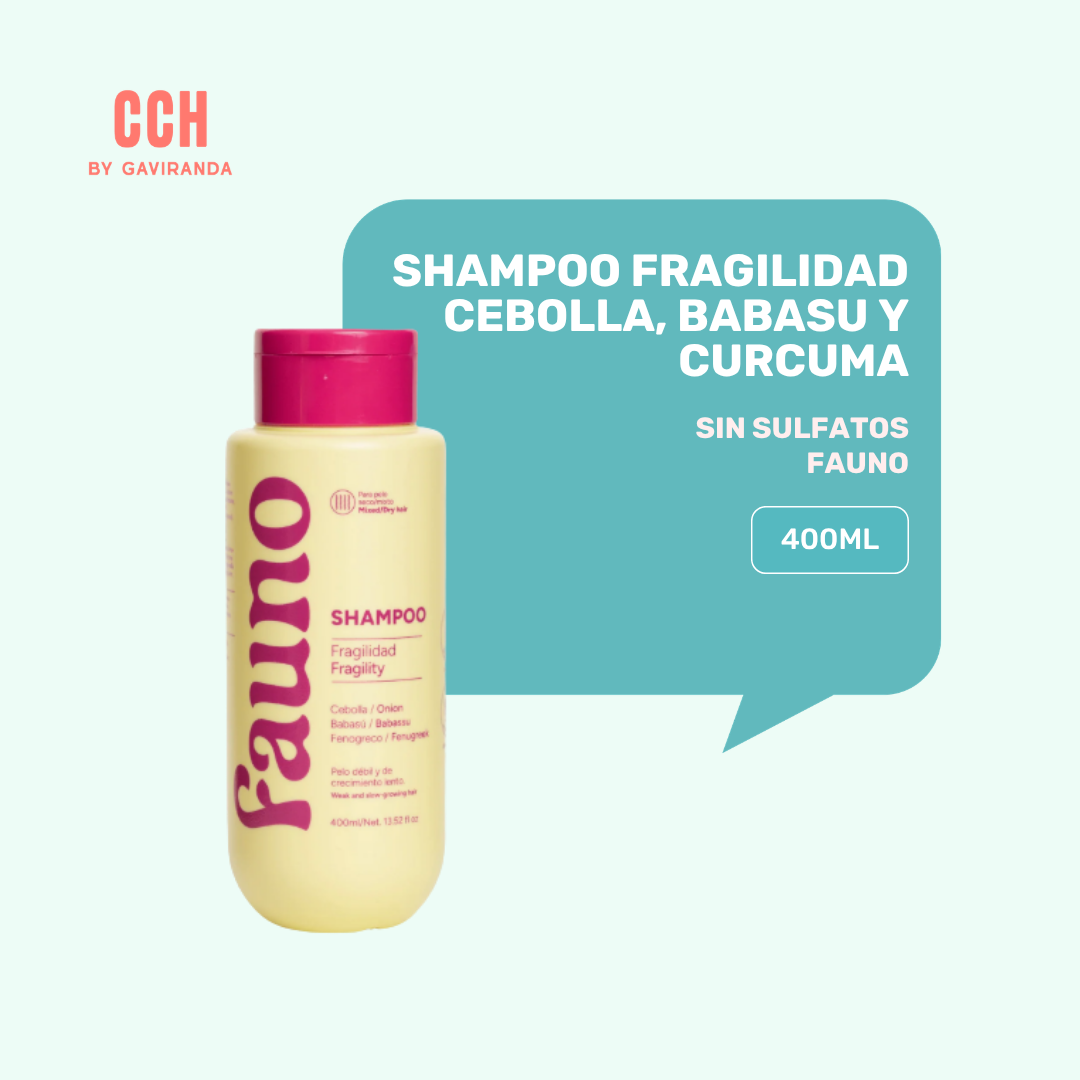 Shampoo fragilidad cebolla, babasu y curcuma Fauno -400ml-Cc. seco