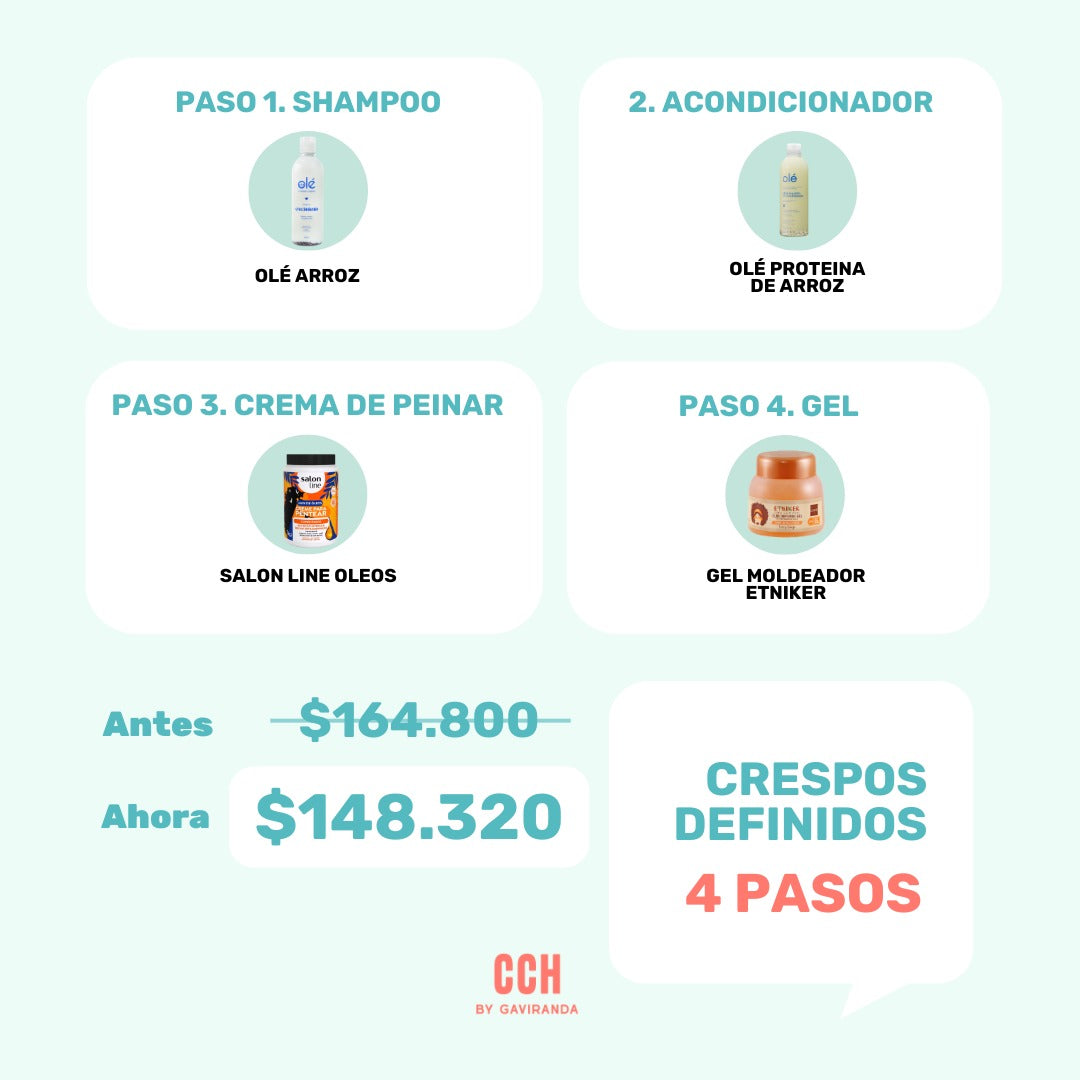 Kit crespos hidratados y definidos en 4 pasos