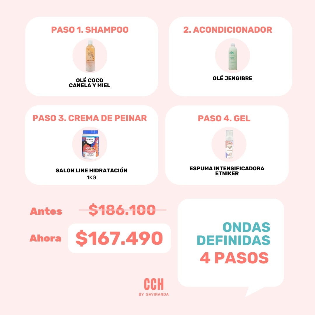 Kit ondas hidratadas y definidas en 4 pasos