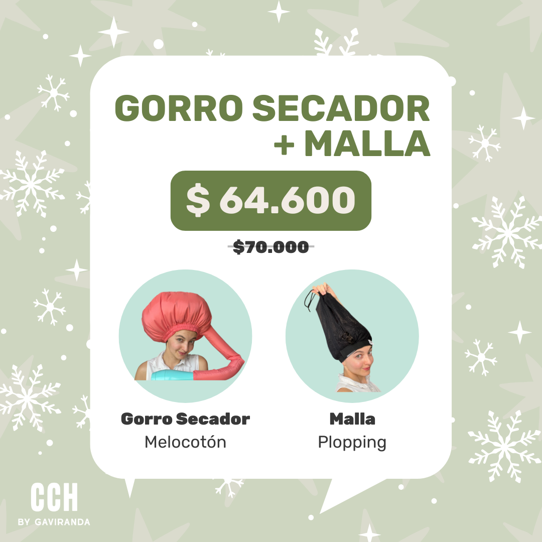 GORRO SECADOR+MALLA PACK NAVIDEÑO (elige colores)