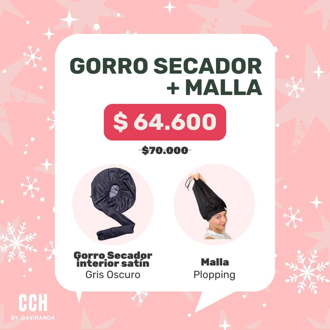 GORRO SECADOR+MALLA PACK NAVIDEÑO (elige colores)