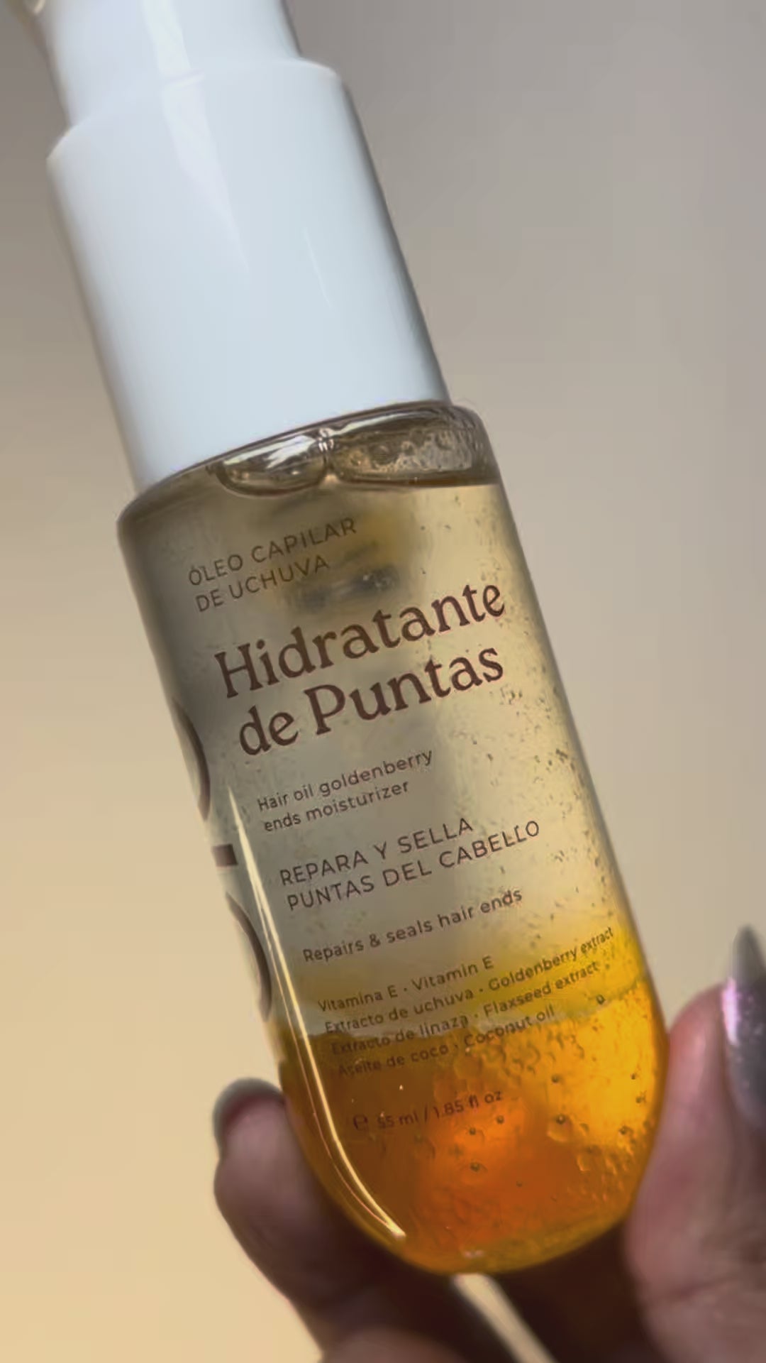 Cargar vídeo: Óleo de uchuva hidratante de puntas olé 55 ml - Textura ligera/aguada